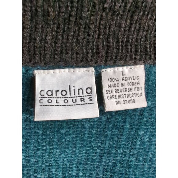 Carolina Colours Long Cardigan Sweater Patchwork Color Block Woman's size L - Picture 7 of 9